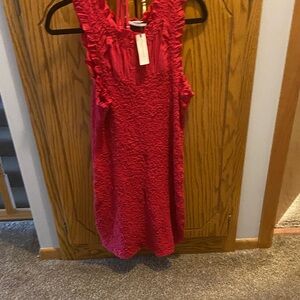 Anthropologie Vibrant Pink/Red Textured Mini Dress